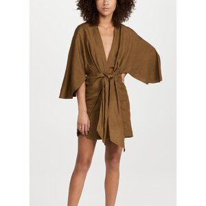 Significant Other Lola Linen Blend Mini Wrap Dress Chocolate Size AU 6 NWOT